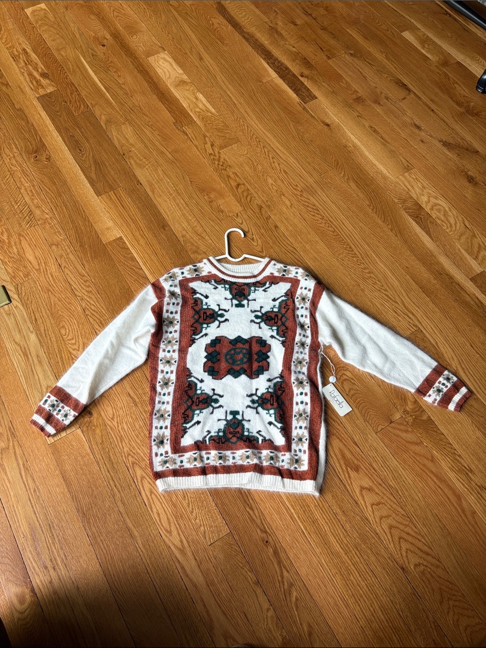 Rafaella Cream and Rust Knit Sweater Tag